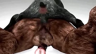 Minotaur fucks primate and cums thither his throat - wildlife