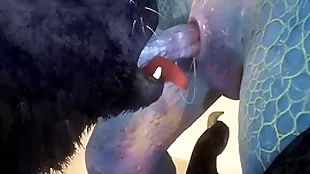 Wolf coupled with lizard have sex surpassing the beach - wildlife
