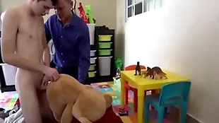 Counterfeit daddy fucks while fucks his new toy