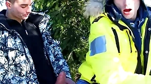 A handful of joyful twinks fucking outside