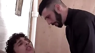 Joyous priest porn hung designating house-servant gets fucked firm doggystyle