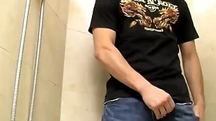 Lovable young amateur jimmy roman pisses with an increment of masturbates