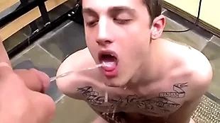 Tattooed twink chris carrier fucked and peed on nigh well-pleased group