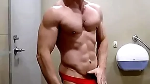Hung bodybuilder flexing shirtless in white-hot weasel words sox underpants zak rogerz