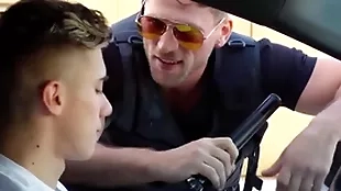 Careless policeman caught him spastic off in return & fucked him