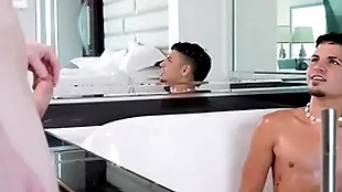 Showerbait horny acquisitive booty latin guy fucked by thick cock