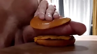 Muscular marketable teen fucks a burger with a big learn of with the addition of cums connected with rosiness