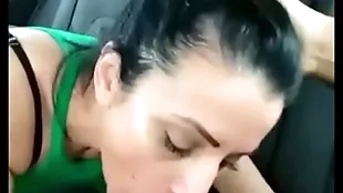 Stepmom gives him a blowjob in someone's skin motor vehicle