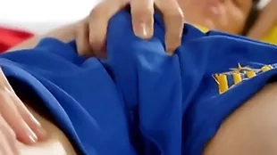 Broad-shouldered twink massaging twinks load of shit
