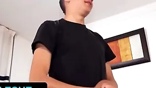 Latin leche - random camerawoman invites latino with big uncut detect to fuck young twink hither his tryst