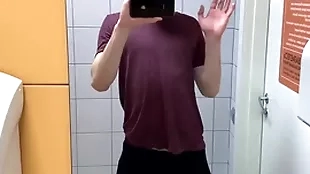 Hot boy jerkin off in toilet at gym (risky)/ almost caught ! /hunks /cute