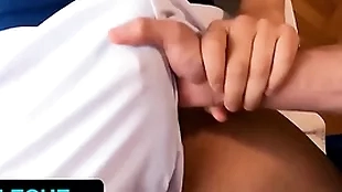 Muscular taint ferfroma slobbers more than hot patient's chubby dig up by way of passionate kneading - latin leche