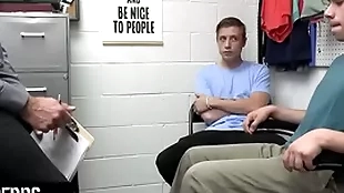Young perps - muscular officer submits two suspected perps to a strip search and deep cavity search