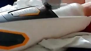 Sex toy fucked and sucked my breast with my cum