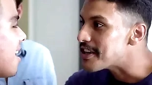 Latino gay dear boy fucked verge on by step cousins