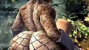Heavy pain in the neck rides human cock