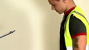 Bearded Hawkshaw commuter sucks Hawkshaw and receives anal railing