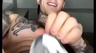 Jakipz in a jock strap playing round his warp and cumming