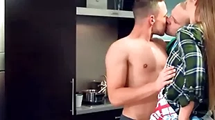 Bisex chick enjoys 3some in dramatize expunge scullery with 2 bisex guys