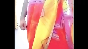 Indian Gay Shoddy Crossdresser in Rainbow Saree Making Pride for Lgbtq real hard xxx sexual relations